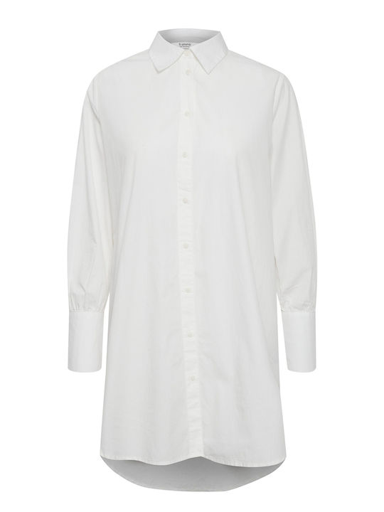 Langärmelig Damen Hemd White Monochrom