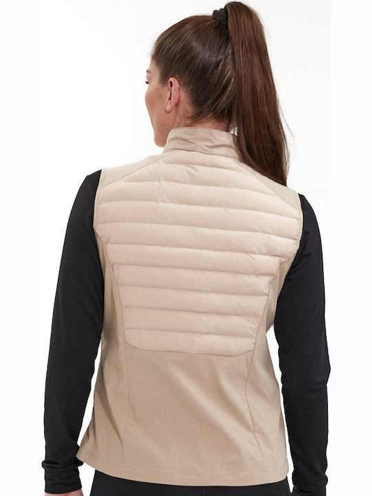 Women's Short Puffer Jacket Waterproof and Windproof for Spring or Autumn Simply Taupe