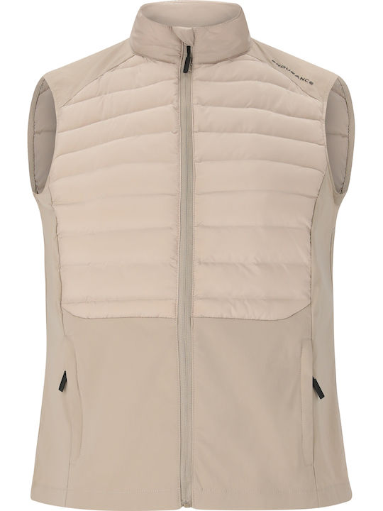 Women's Short Puffer Jacket Waterproof and Windproof for Spring or Autumn Simply Taupe