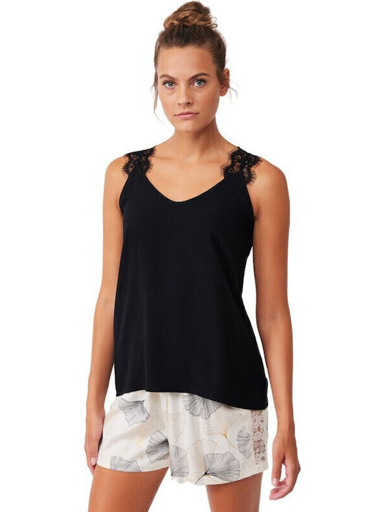 Penye Mood Sommer Damen Pyjama-Set Black