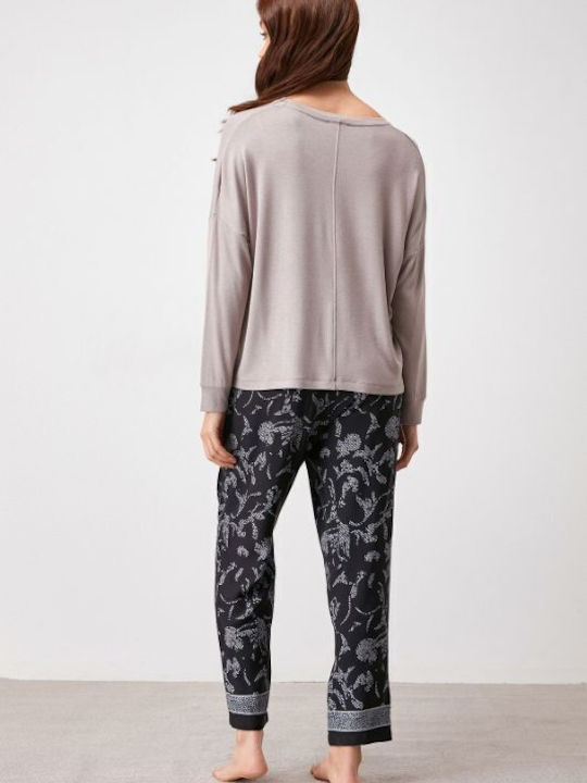 Penye Mood Winter Damen Pyjama-Set Gray