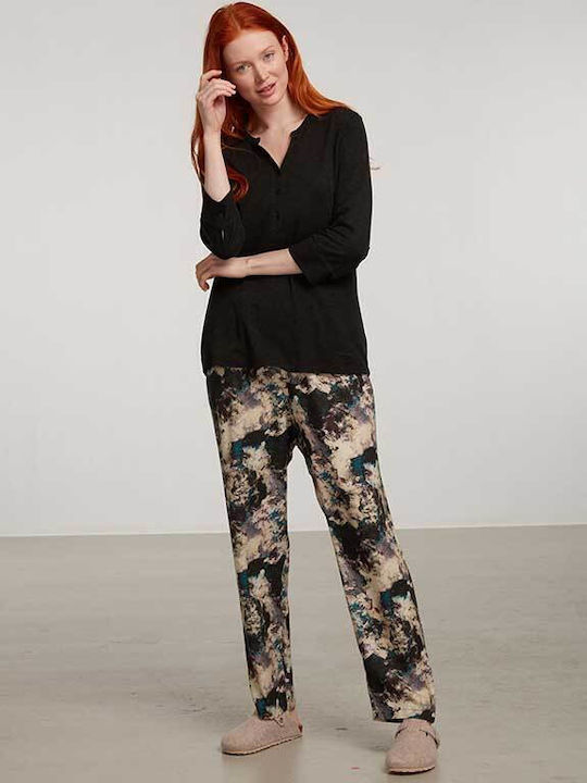 Penye Mood Winter Damen Pyjama-Set Black