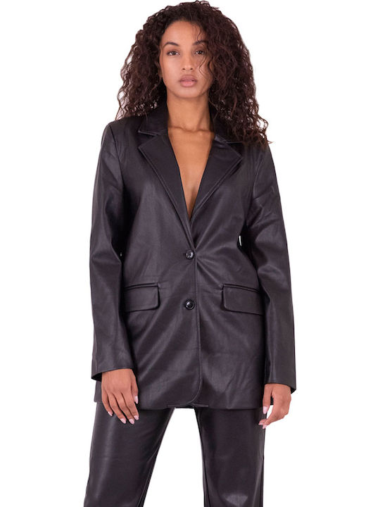 Byoung Long Women's Leather Blazer Black (200451/BLACK)