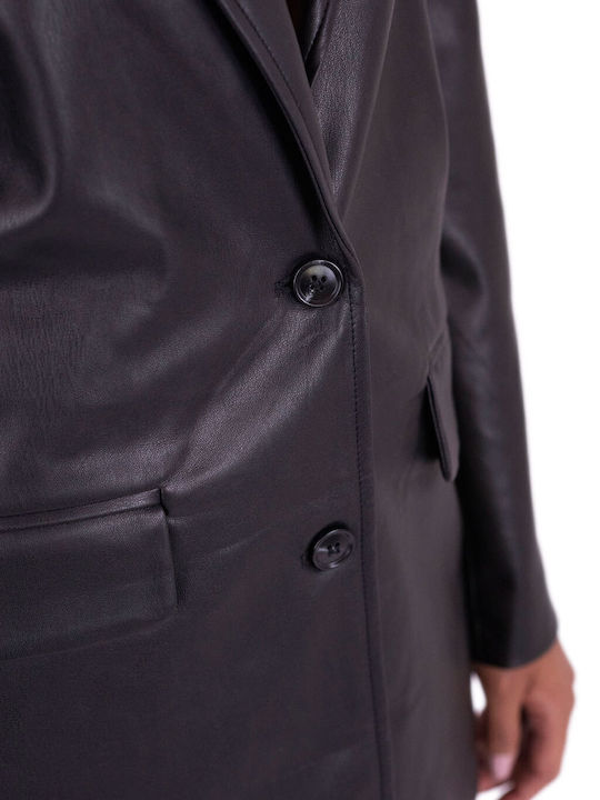 Byoung Long Women's Leather Blazer Black (200451/BLACK)