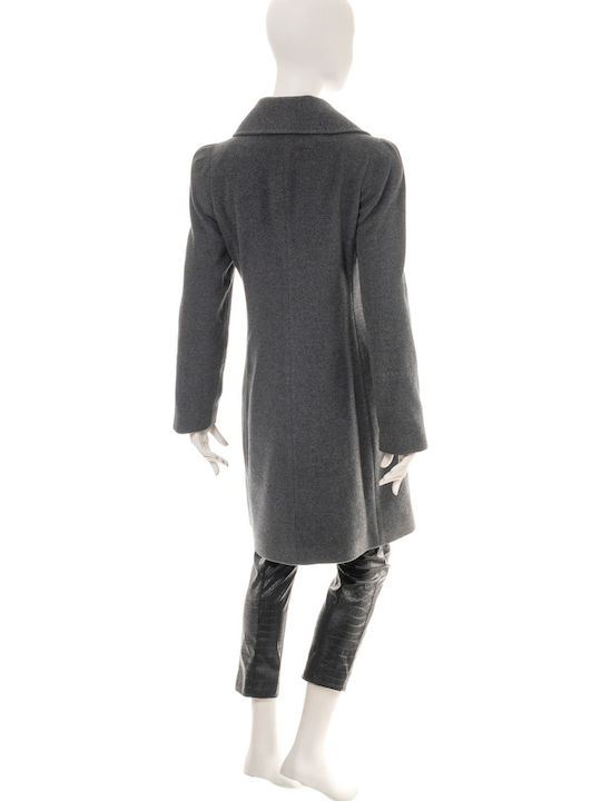 Wolle Damen Anthracit Mantel mit Knöpfen