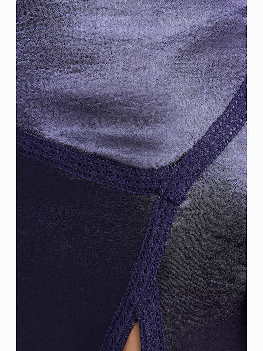 Satin,σατεν Midi Rock Navy