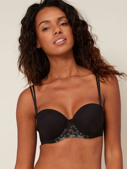 Strapless Balconette Μαύρο Σουτιέν