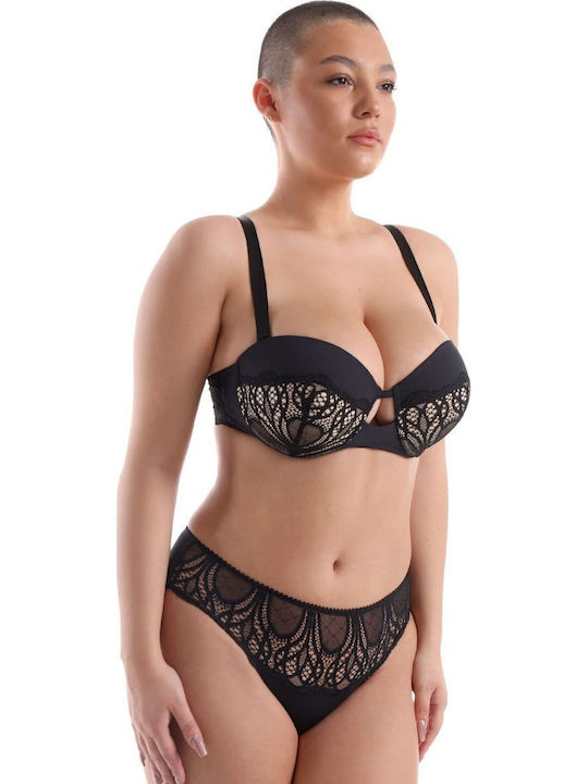 Balconette Black Сутиен с Банели