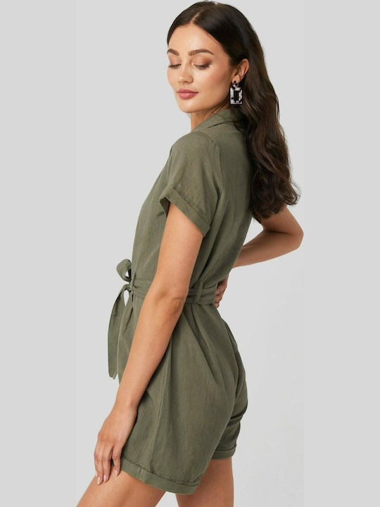 Damen Einteiler Shorts Khaki