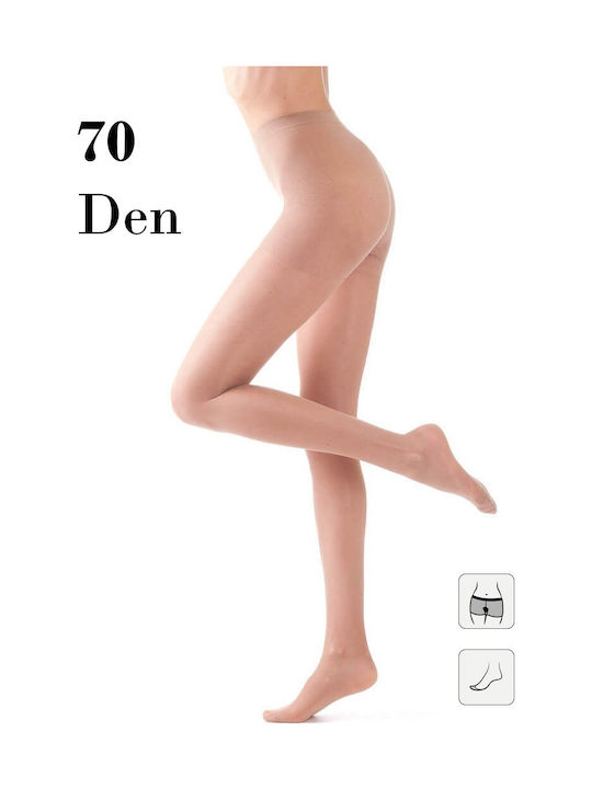 Women's Pantyhose 70 Den Tightening Caramel with Print