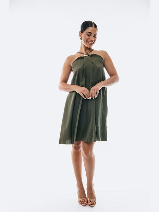Mini Dress for Wedding and Christening Khaki