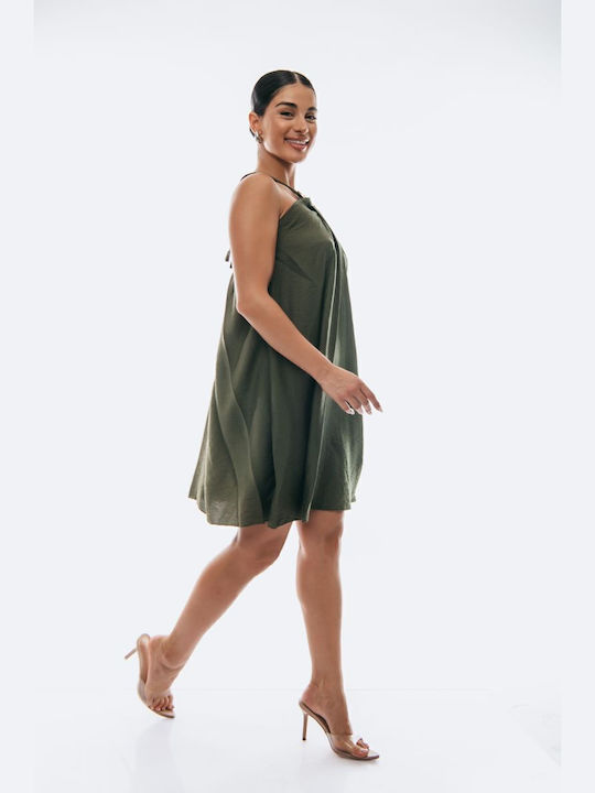 Mini Dress for Wedding and Christening Khaki