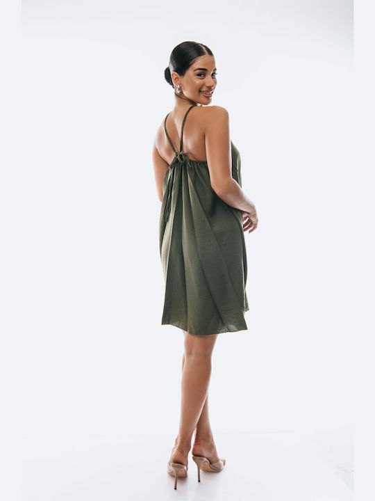 Mini Dress for Wedding and Christening Khaki