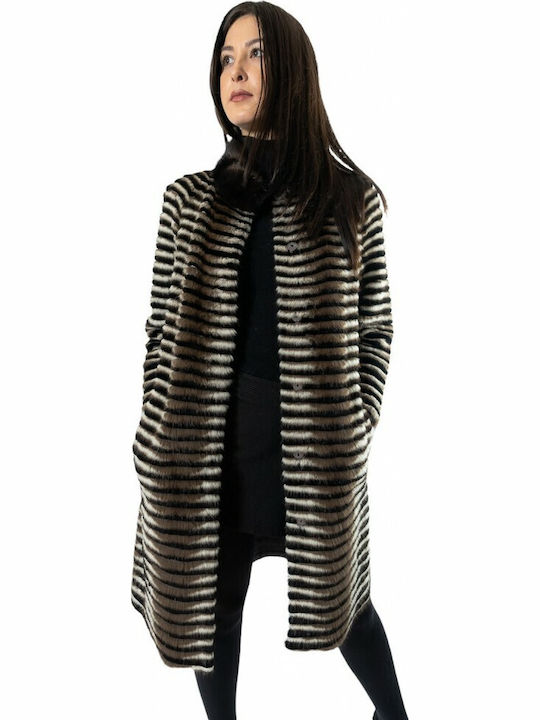 Frauen Pelz Beige-Black