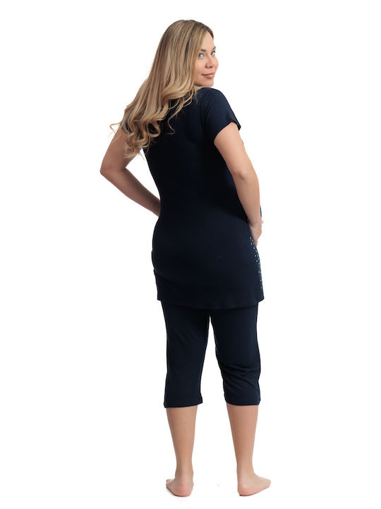 Angel's Secret Maternity Pajama Set & Nursing Blue
