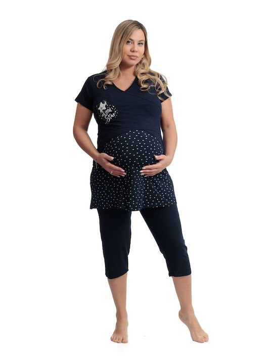 Angel's Secret Maternity Pajama Set & Nursing Blue