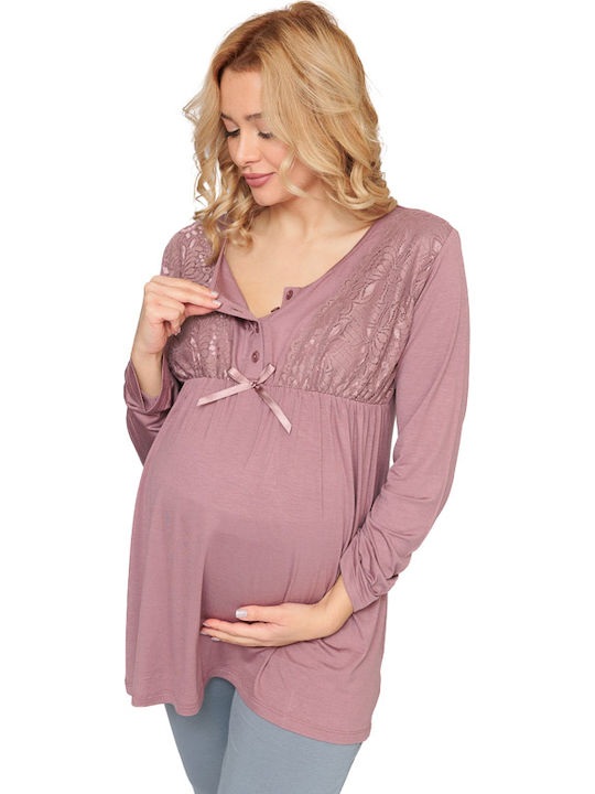 Angel's Secret Set pijamale de maternitate și alăptare în culoarea Gri