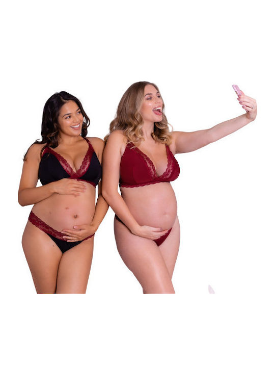 Curvy Kate Maternity & Nursing Bra with Clips Bordeaux with Black