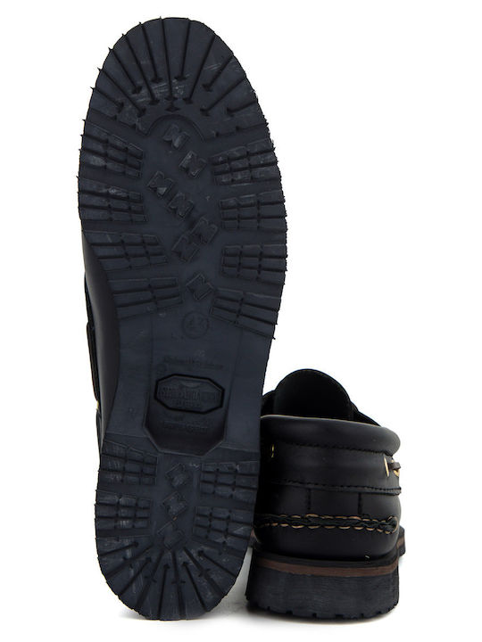 Sea City Δερμάτινα Ανδρικά Boat Shoes σε Μαύρο Χρώμα