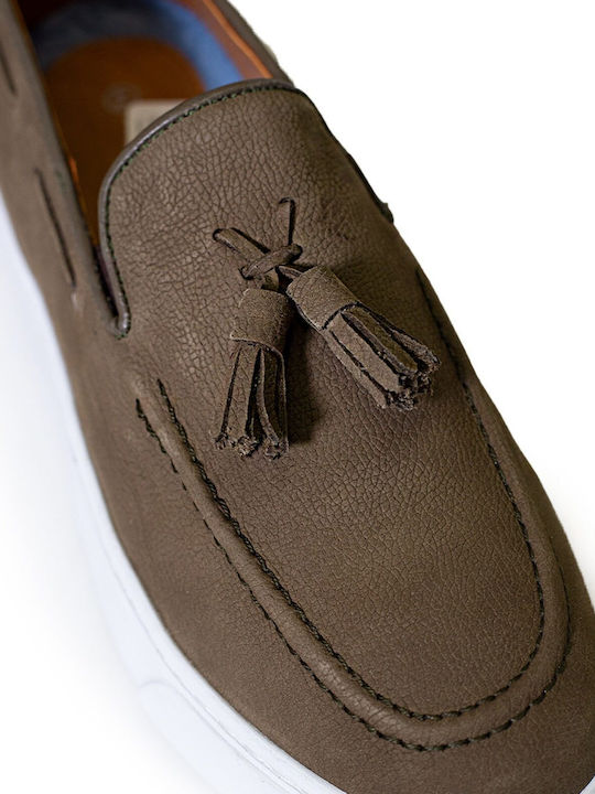 887 Δερμάτινα Ανδρικά Loafers Χακί