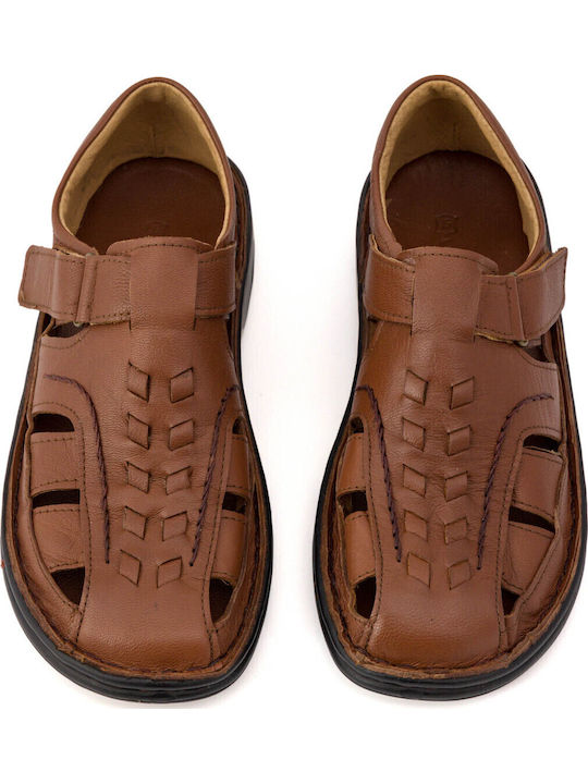 Leder Herrensandalen in Tabac Braun Farbe