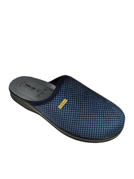 2838 Leder Herren Hausschuhe Blaue Anatomische