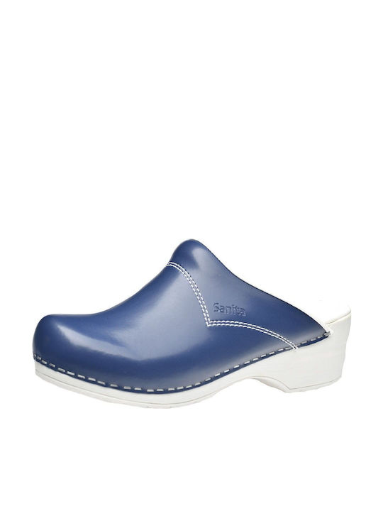 Sanita Leather Anatomic Clogs Blue