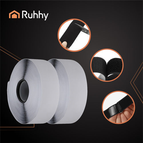 Ruhhy Self-Adhesive Hook & Loop Tape Black 50mmx5m 1pcs