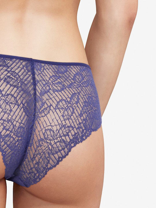 Hochtailliert Damen Boxer mit Spitze Blue