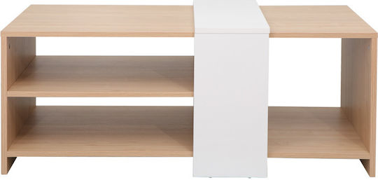 Rectangular Central Coffee Table Cozeto from Solid Wood Natural White W100xD53xH41.5cm