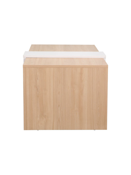 Rectangular Central Coffee Table Cozeto from Solid Wood Natural White W100xD53xH41.5cm