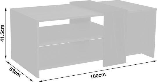 Rectangular Central Coffee Table Cozeto from Solid Wood Natural with Grey W100xD53xH41.5cm
