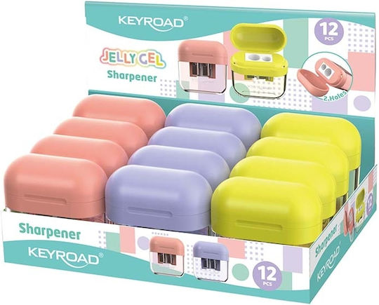 Keyroad Πλαστική Διπλή Ξύστρα Βαρελάκι (Διάφορα Σχέδια/Χρώματα) 1τμχ
