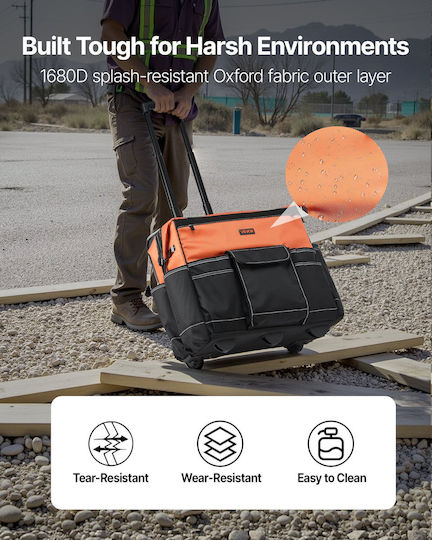 Vevor Wheeled Waterproof Orange Hand Tool Bag