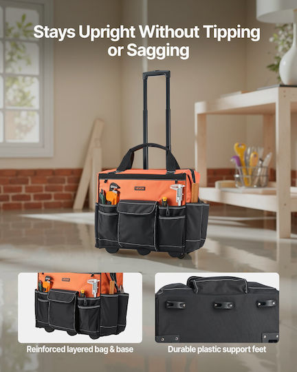 Vevor Wheeled Waterproof Orange Hand Tool Bag