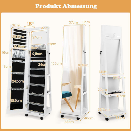 Costway Floor Mirror with White Wooden Frame
