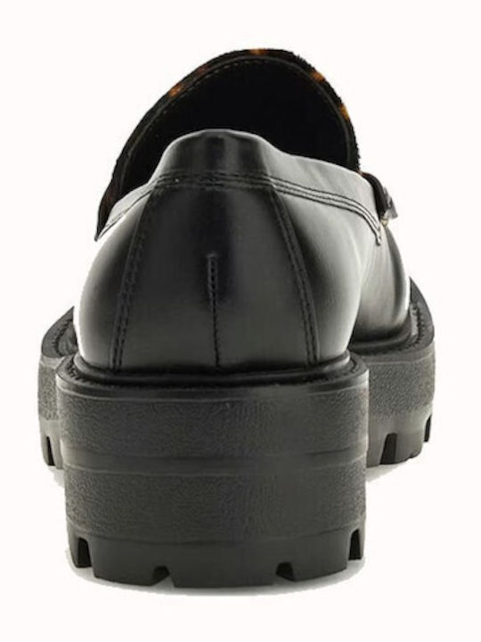 Leather Women's Loafers in Black Color