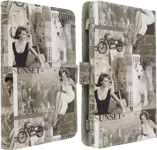 Akashi Husă Tip Folio Design Hollywood Pentru Tablete 7'' La 8'' Design Paris Gri