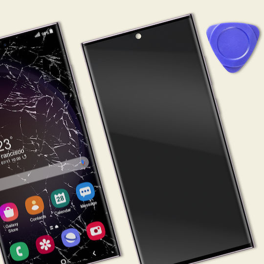 Clappio Екран + Рамка Galaxy S23 Ultra Сензорно Стъкло OLED Дисплей Лилав