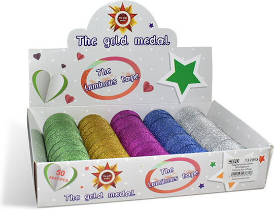 Χαρτοταινία Αυτοκόλλητη Glitter 15mmx3m Μονόχρωμη