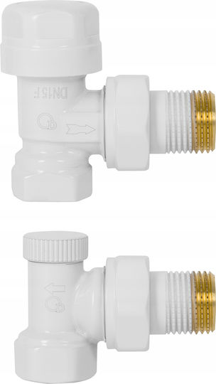 Weißes Winkel-Thermostat-Set 1/2