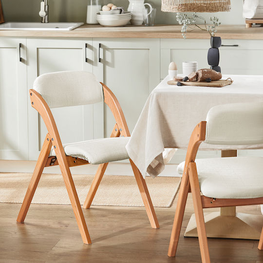 Wooden Foldable Kitchen Chair White 47x50x51cm