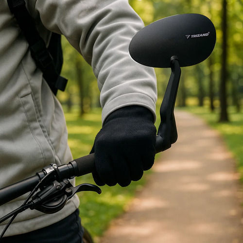 Adjustable Left Bicycle Handlebar Mirror Black 19x7cm Trizand