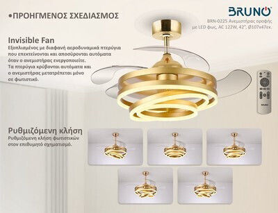 Bruno Deckenventilator 106.68cm mit Leuchte Transparent / Gold