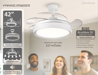 Bruno Ventilator de Tavan 106,68cm cu Lumină Alb