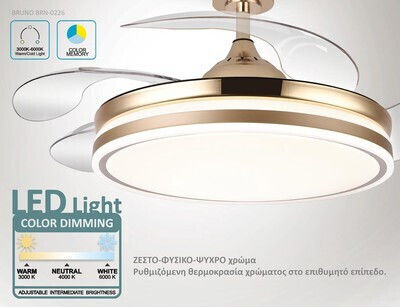 Bruno Ceiling Fan 106.68cm with Light Transparent / Gold