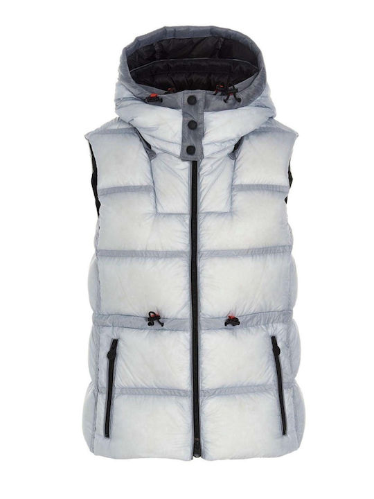 Women's Short Puffer Jacket for Winter with Hood Gray