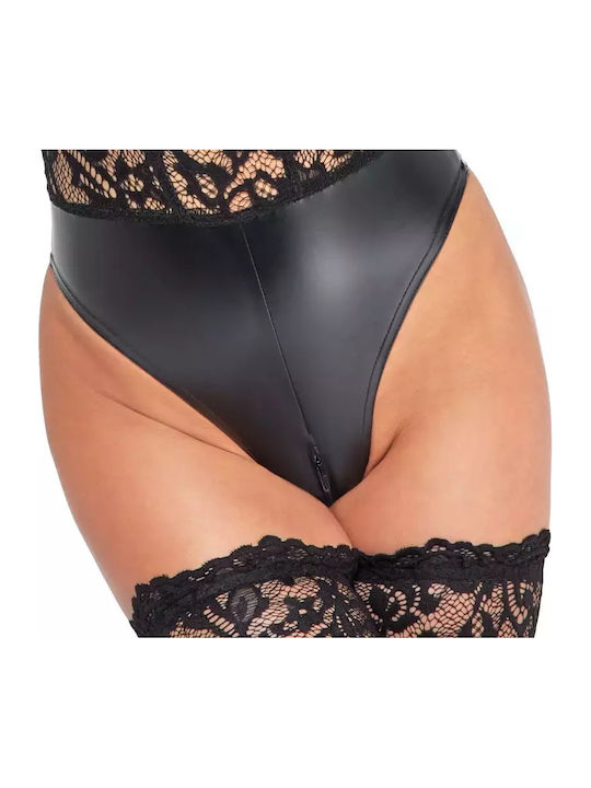 Noir Handmade Bodysuit Sexy Cu Transparență și Dantelă Negru