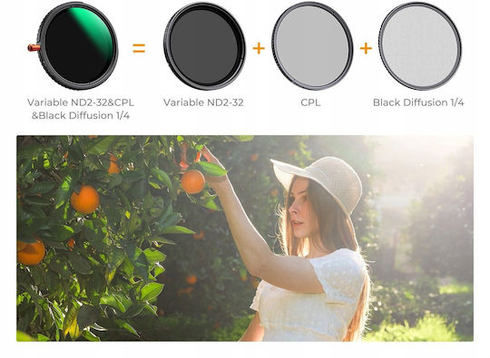 K&F Concept Filtru CPL / Difuzie Cu diametrul 52mm pentru obiective foto