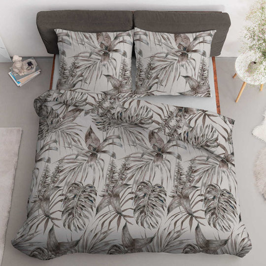 Detexpol Cotton Duvet Cover Set 160x200cm Single With Beige Pillowcase